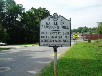 Battle of Ramsour's Mill NC Historical Marker O-3. Image courtesy of the North Carolina Office of Archives & History. 
