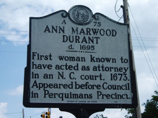 Ann Marwood Durant NC Highway Marker