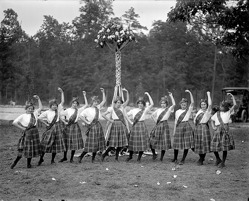 Flora McDonald College, May Day Scottish Dancers doing the Scottish Fling, dated between 1910-1916. From the Barden Collection, North Carolina State Archives, call #:  N.53.16.3780 . 