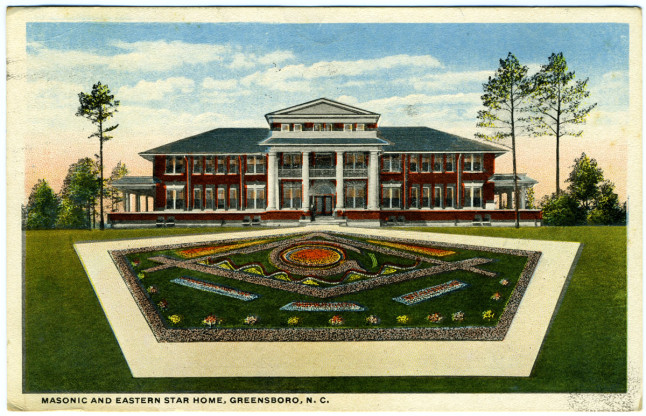 Postcard of the Masonic and Eastern Star Home, Greensboro, N.C., circa 1915.
