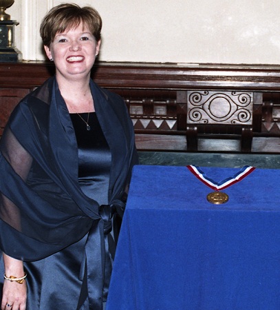 Kaye Gibbons accepting the North Carolina Award for Literature