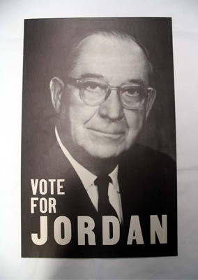 "Vote for Jordan". Image of campaign poster for B. Everett Jordan, circa 1957-58. From the collections of the North Carolina Museum of History.