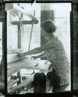 Lucy Morgan weaving, weaving cabin, (1920's-1930's) Penland, North Carolina