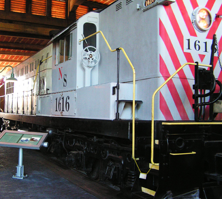Norfolk Southern Railroad Wheel Road Switcher #1616, built 1955. Image from North Carolina Historic Sites.