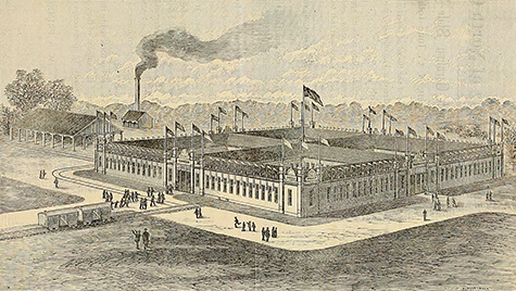 Main building of the North Carolina Exposition of 1884. Image from the North Carolina Digital Collections.