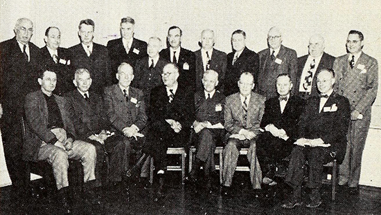 Pictured are 19 of the former presidents of the N. C. Press Association, January 20, 1951. Seated, left to right, are Roy Parker, Ahoskie; Dr. Clarence Poe, Raleigh; R. E. Price, Rutherfordton; Henry Belk, Goldsboro; H. Galt Braxton, Kinston; John B. Harris, Albemarle; L. C. Gifford, Hickory; Talbot Patrick, Goldsboro and Rock Hill, S. C. Standing, left to right, Josh L. Horne, Rocky Mount; Ed M. Anderson, Brevard; Frank A. Daniels, Raleigh; D. Hiden Ramsey, Asheville; Wm. K. Hoyt, Winston-Salem; Lee B. Weathers, Shelby; E. A. Resch, Siler City; W. Curtis Russ, Hendersonville ; F. Grover Britt, Clinton; Harvey F. Laffoon, Elkin; Wm. E. Horner, Sanford.  Image from Archive.org.
