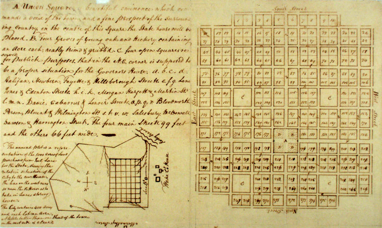 William Christmas's Plan of Raleigh, 1792. Image from the North Carolina Digital Collections.