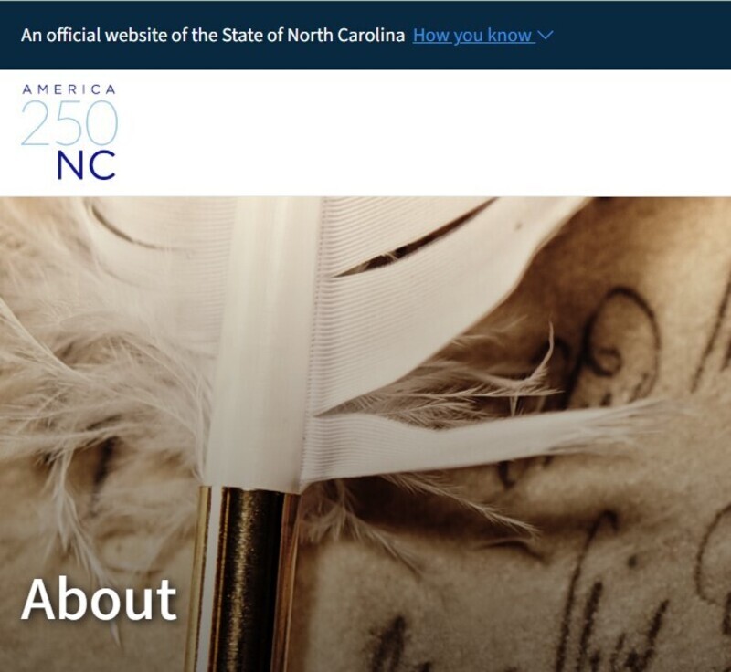 Website devoted to events and exhibits related to America 250 in North Carolina