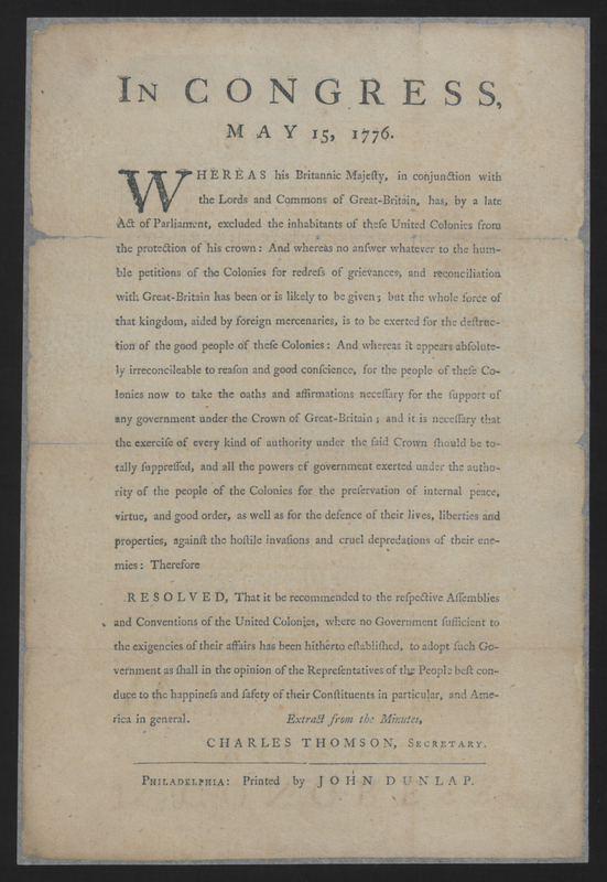 Read documents from the United State Continental Congress