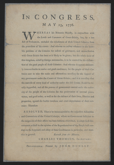 Read documents from the United State Continental Congress