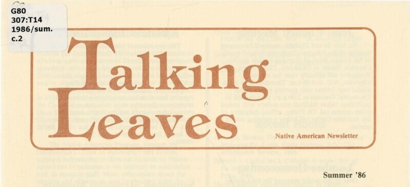 A newsletter used to for the purpose of publicizing the efforts of native North Americans and native American organizations within North Carolina.
