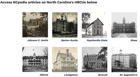 A brief overview of Historically Black Colleges and Universities (HBCUs) in NC with articles and timeline.