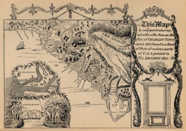 "Charles Town map of 1671. From 1680 to 1783 modern day 'Charleston' was known as 'Charles Town'. Available from Carolana.