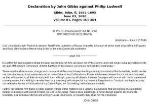 (Click to see larger). Declaration by John Gibbs against Philip Ludwell, June 2, 1690. Image courtesy of DocSouth, UNC Libraries. 