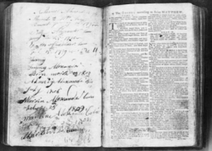  Pages de la Bible de la famille Alexander. Cliquez sur l'image pour voir la Bible dans son intégralité.