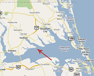 Thomas Harvey resided at Harveys Neck [today called "Harvey Point"], a peninsula formed by the Perquimans and Yeopim Rivers.