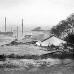 Hurricane Hazel caused flooding to reach rooftops of houses in Morehead City. 