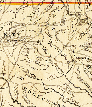 Bute County from a 1775 map of North Carolina. Image from North Carolina Maps.