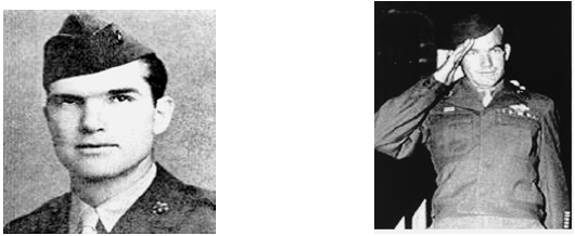 Left: William David Halyburton Jr. received the Medal of Honor after sacrificing his life to save another. Right: Max Thompson singlehandedly blocked a German breakthrough threatening his unit.