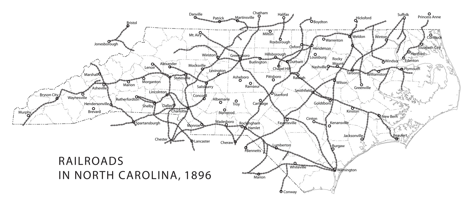 Railroads in North Carolina, 1896