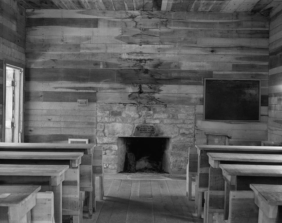 The schoolhouse of the Biltmore Forestry School was a simple wooden structure.