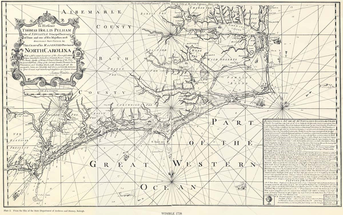 1738 map of North Carolina