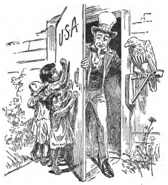 cartoon 'knocking on Uncle Sam's door'