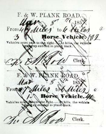 Toll ticket from the Fayetteville and Western Plank Road