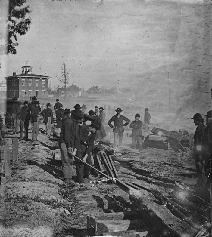 Sherman's men tore up railroads