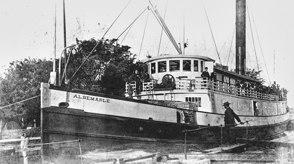 The steamer Albemarle in a lock of the Albemarle and Chesapeake Canal (date unknown). Courtesy of North Carolina Office of Archives and History, Raleigh.