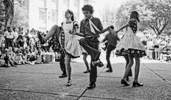 The Daniel Boone Cloggers from Boone perform on Capitol Square in Raleigh, 1973. Courtesy of North Carolina Office of Archives and History, Raleigh.
