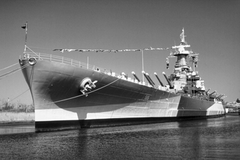 The USS North Carolina at its berth in Wilmington. Photograph by Charles E. Jones. North Carolina Department of Transportation.