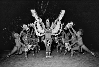 Scene from the outdoor drama Unto These Hills, staged each summer in Mountainside Theater in Cherokee. Cherokee Historical Association.