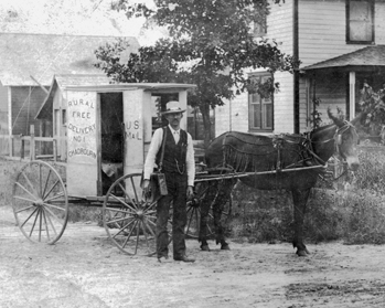 A Rural Free Delivery mail carrier at Chadbourn, early 1900s. North Carolina Collection, University of North Carolina at Chapel Hill Library.