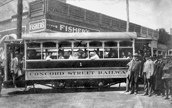 A crowded streetcar in Concord, ca. 1910. North Carolina Collection, University of North Carolina at Chapel Hill Library.