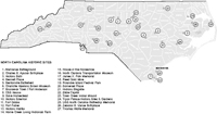 State Historic Sites. Map by Mark Anderson Moore, courtesy North Carolina Office of Archives and History, Raleigh. (Click to view map.)