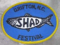 Photograph of a fabric patch for the Grifton, N.C. Shad Festival, from the collections of the North Carolina Museum of History. Used courtesy of the North Carolina Department of Cultural Resources.