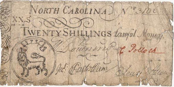 "Money, Paper, Accession #: H.1973.108.4." 1735-1748. North Carolina Museum of History.
