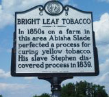 Bright Leaf Tobacco's marker is located on SR 1511 (Blanch Road) west of Blanch in Caswell County. Photo is presented on North Carolina Highway Historical Marker Program.