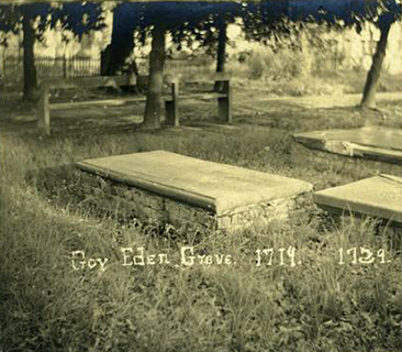 Photograph of the grave of governor Charles Eden, in St. Paul's churchyard, circa 1900-1920. Image from the North Carolina Museum of History.
