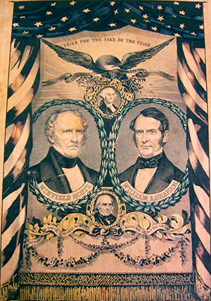Presidential campaign poster for the Whig Party, 1852, with portraits of Winfield Scott and William Alexander Graham. Image from the North Carolina Museum of History.