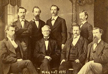 A photograph of William Alexander Graham and his seven sons, May 20, 1875. Image from the North Carolina Museum of History.