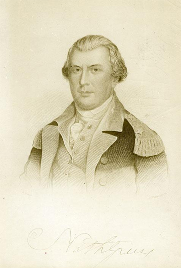 Photograph of an engraving of General Nathaniel Greene, made circa 1910-1930.  Item H.19XX.331.94 from the collections of the North Carolina Museum of History.  Used courtesy of the North Carolina Department of Cultural Resources. 