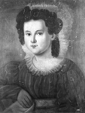 A portrait, circa 1828, by an unknown artist, of Mary Frances Whitaker Pittman, wife of Thomas Laurence Baker Gregory. Anonymous, American School, North Carolina "Mrs. Thomas Laurence Baker Gregory (Frances Whitaker Pitman 1811-1876)."  Circa 1828.  Library NEH Negatives 3. The Frick Collection.