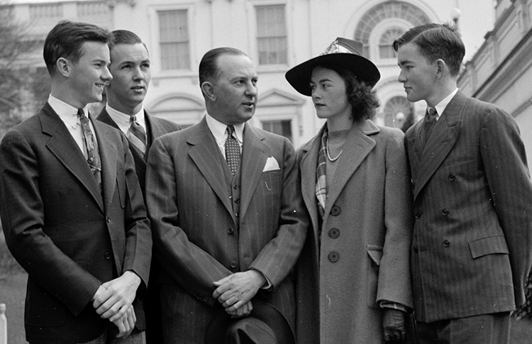 Harris & Ewing Inc. "Hon. Frank Hancock and children."  LC-H22-D- 6192. Photograph. Circa 1939. Harris & Ewing Collection. Prints and Photographs Division, Library of Congress.