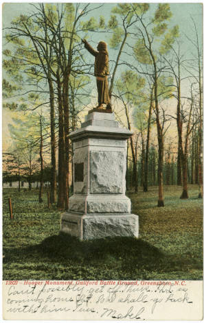 Hooper Monument, Guilford Battle Ground, Greensboro, N.C.  	North Carolina Collection Photographic Archives, Wilson Library, University of North Carolina at Chapel Hill