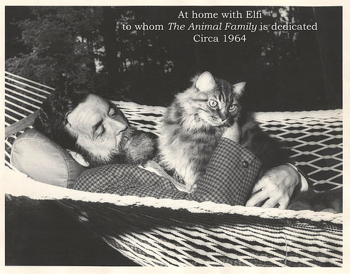 Randall Jarrell and his cat Elfi. Photo is courtsey from flickr.