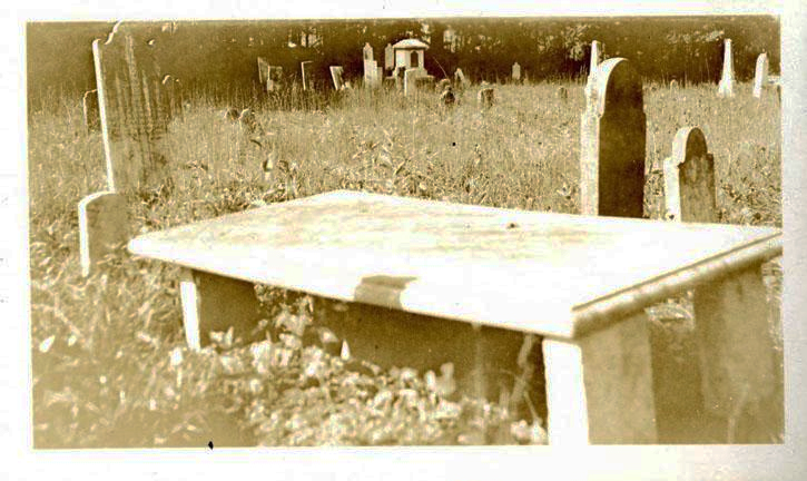 Photograph of Matthew Locke's grave, Thyatira Churchyard, Rowan County, 1926.  Image from the collections of the North Carolina Museum of History.