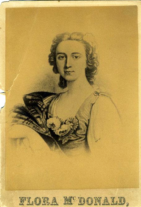 Depiction of Flora MacDonald, 1890, by Miss Alice Campbell. Item #H.1914.197.1  from the collections of the North Carolina Museum of History. 