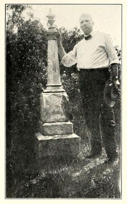 Photograph of monument at the grave of Hector McLean, Edenborough, Hoke County, N.C., with Dr. A. T. Bethune shown next to monument.  From the <i>Transactions of the Medical Society of the State of North Carolina Diamond Jubilee,</i> (Pinehurst, N.C. 1928). Presented on Archive.org. 